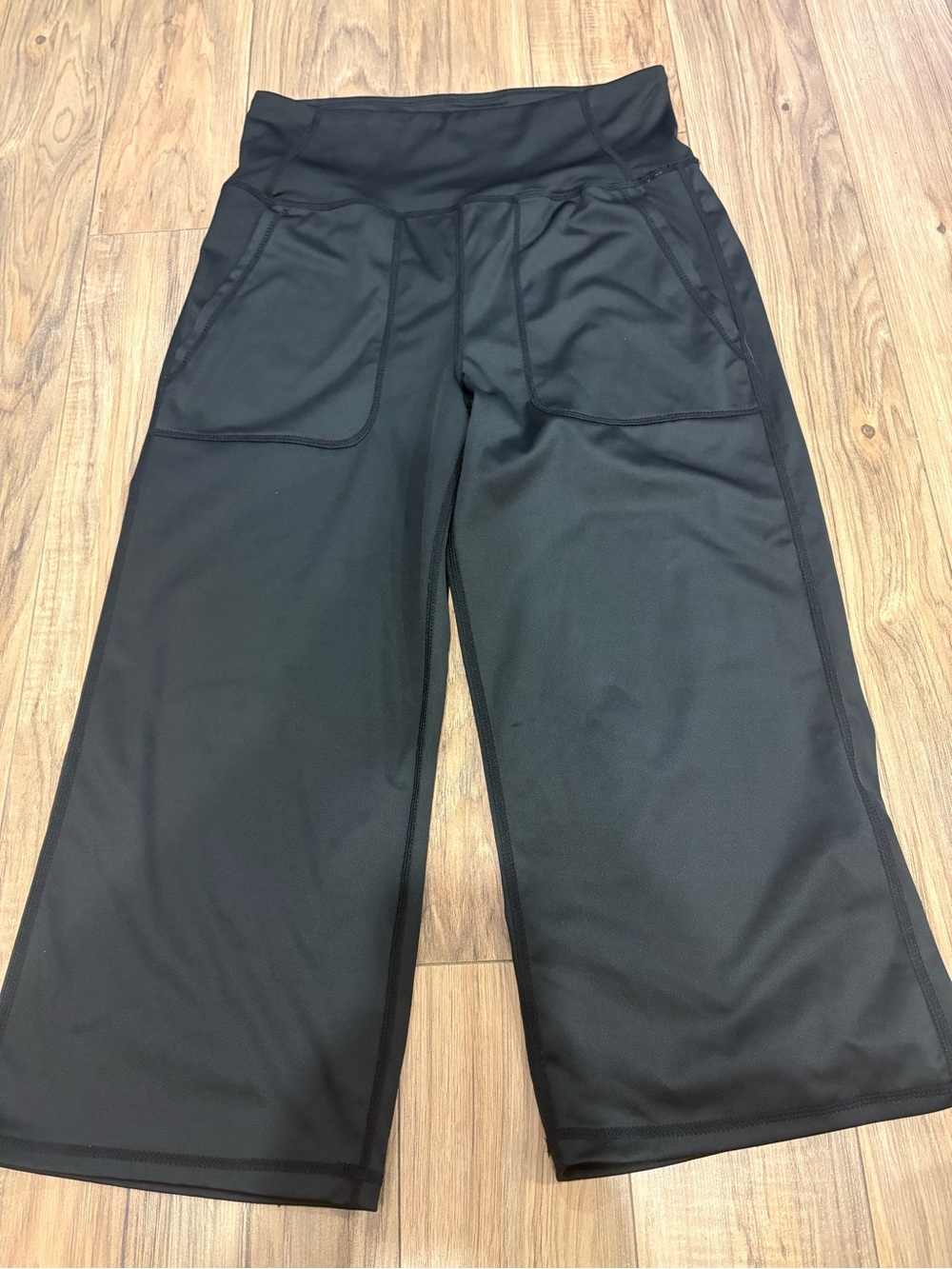 Kids Black Wide-Leg Active Bottoms